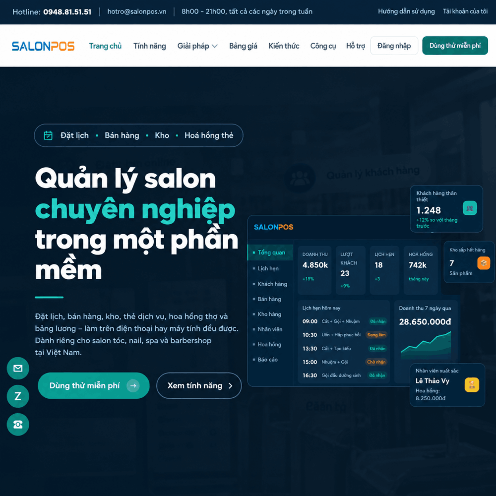 SalonPos – Giải pháp quản lý tiệm làm đẹp thông minh, gọn nhẹ cho chủ salon hiện đại