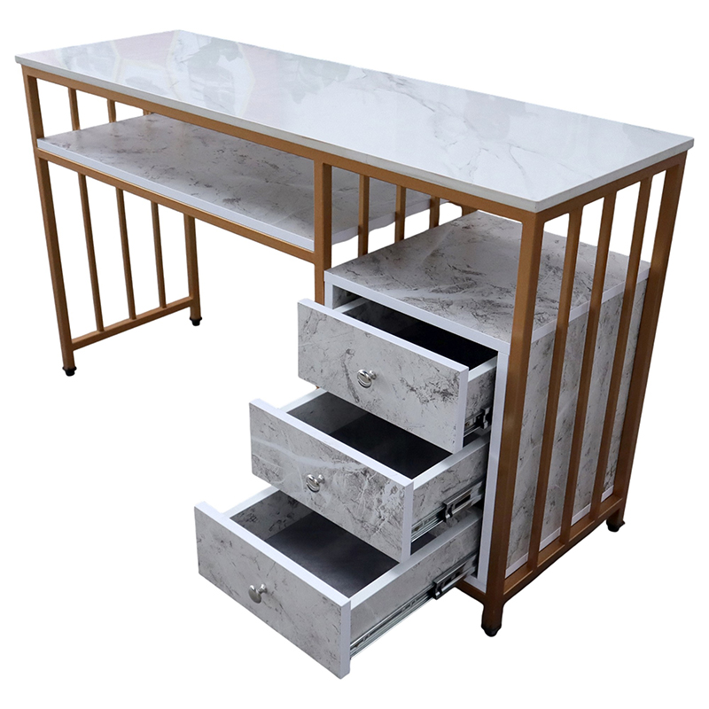 Bàn làm nail khung sắt mặt đá BN-850