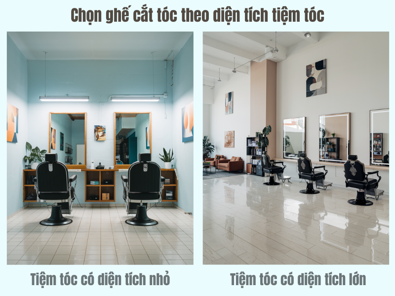 Chọn ghế cắt tóc theo diện tích tiệm cắt tóc