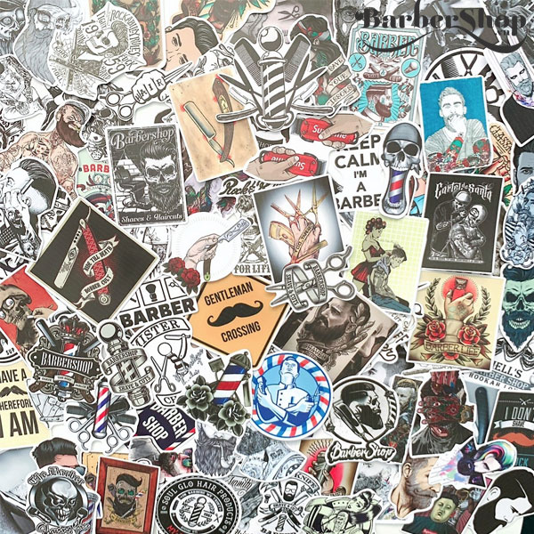Set 120 sticker Barber trang trí tiệm